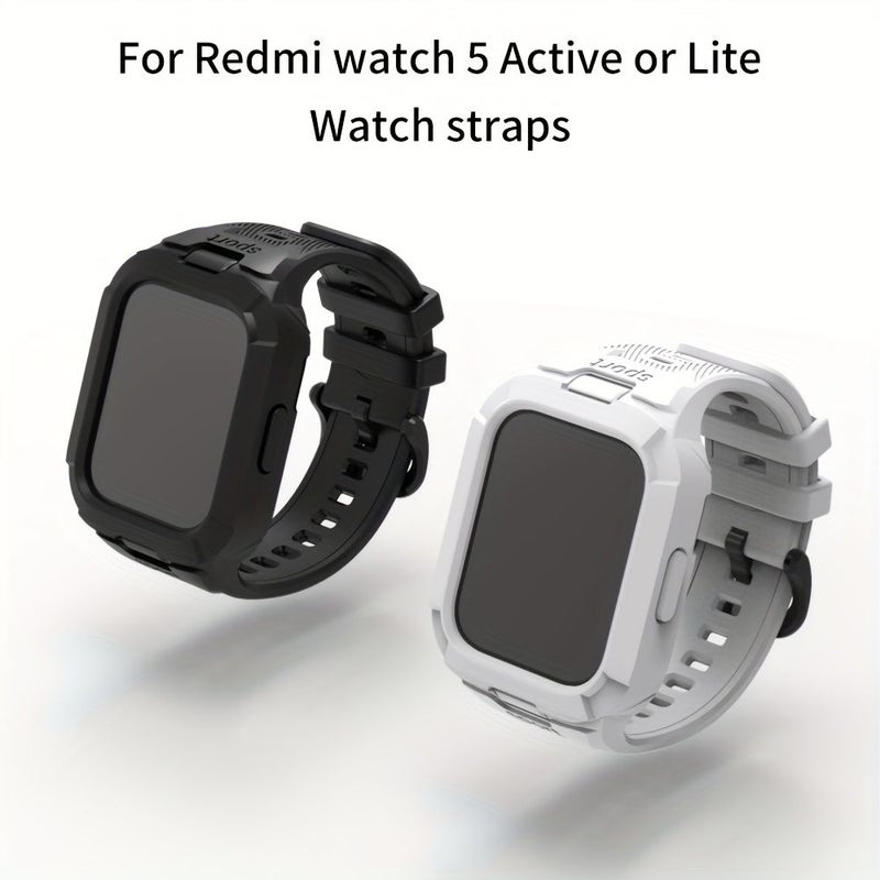 غطاء وجه وسوار ساعة باللون البرتقالي متعدد الاستخدامات 2 في 1 لساعة Redmi Watch 5 Active أو Lite - Image 1