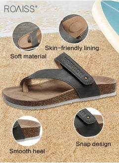 roaiss Women Toe Clip Flat Sandals Comfortable and Versatile Solid Color Slides Strappy Design to Enhance Leg Lines Button Decorations for a Stylish and Eye Catching Look Women Casual and Comfortable Sandals  - Image 5