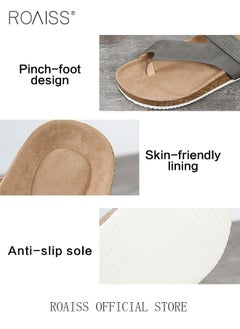 roaiss Women Toe Clip Flat Sandals Comfortable and Versatile Solid Color Slides Strappy Design to Enhance Leg Lines Button Decorations for a Stylish and Eye Catching Look Women Casual and Comfortable Sandals  - Image 3