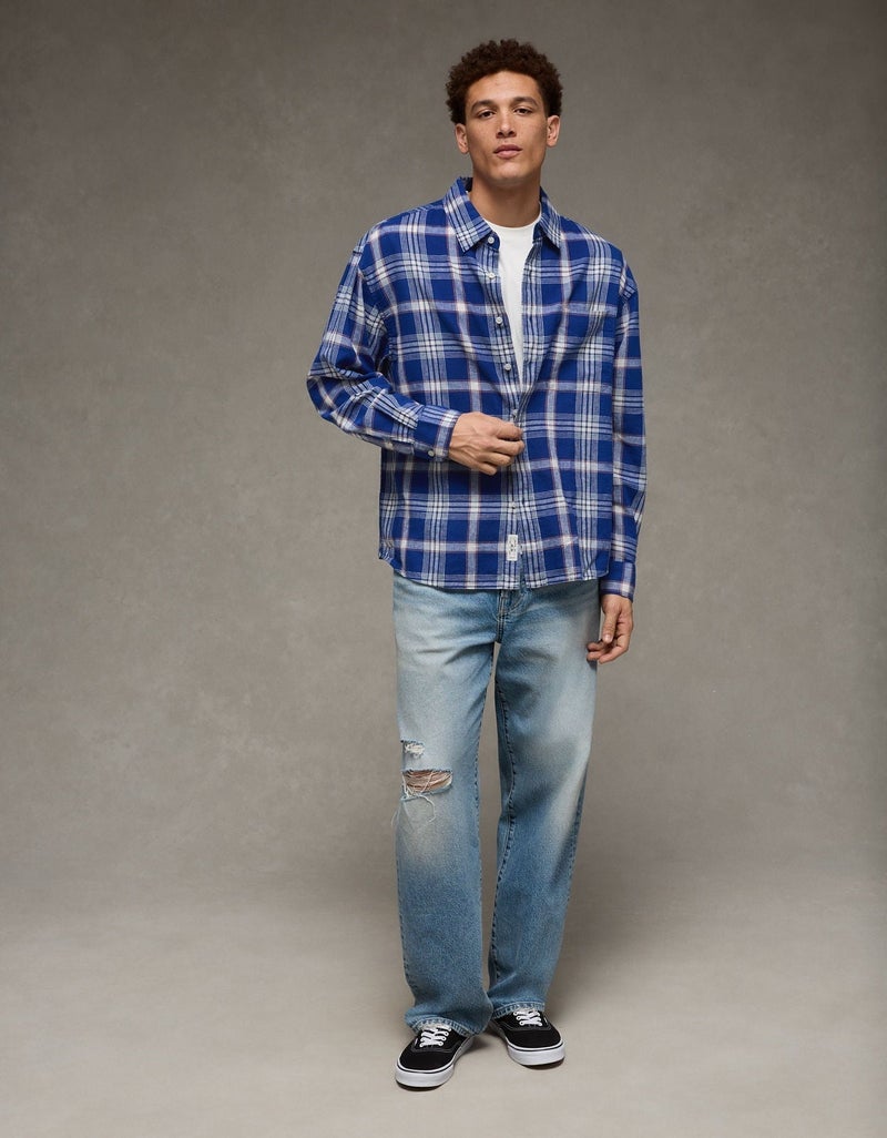 American Eagle AE Relaxed Linen-Blend Button-Up Shirt - Image 2
