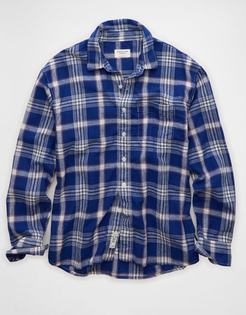 American Eagle AE Relaxed Linen-Blend Button-Up Shirt - Image 4