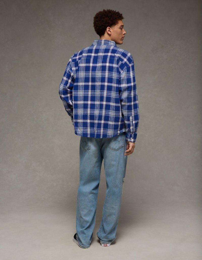 American Eagle AE Relaxed Linen-Blend Button-Up Shirt - Image 3