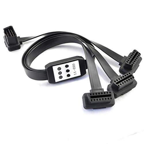 OLLGEN 50cm 3 Way OBDii OBD2 Splitter Cable Ultra Low Profile 16 Pin OBD Male to Female Car Diagnostic Extension Cable with Individually Power Switch - Image 2