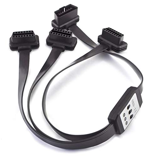 OLLGEN 50cm 3 Way OBDii OBD2 Splitter Cable Ultra Low Profile 16 Pin OBD Male to Female Car Diagnostic Extension Cable with Individually Power Switch - Image 3