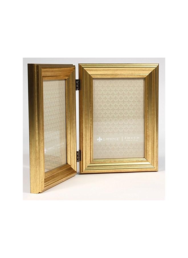 Lawrence Frames Frames 4x6 Hinged Double Sutter Burnished Gold Picture Frame  - Image 2