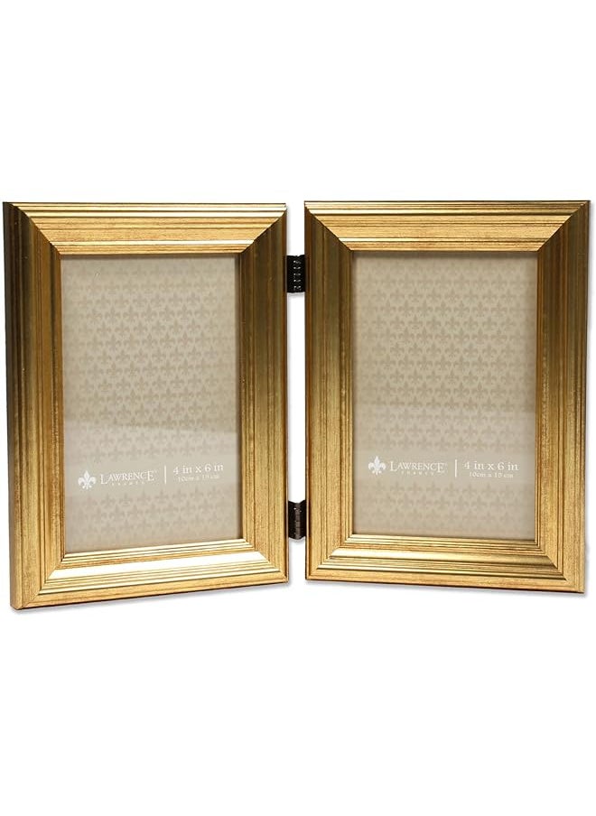 Lawrence Frames Frames 4x6 Hinged Double Sutter Burnished Gold Picture Frame  - Image 1