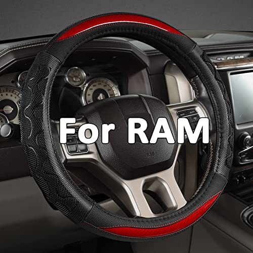 GIANT PANDA Steering Wheel Cover for Dodge Ram 1500 - Car Steering Wheel Covers for Dodge Ram 2500 3500 15.5-16 inch - Red - Image 1