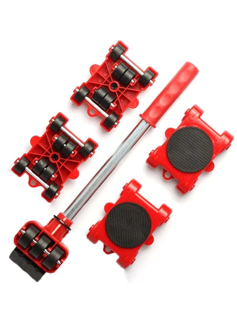 ELTRAZONE ELTRAZONE Furniture Mover Set Furniture Mover Tool Transport Lifter Heavy Stuffs Moving Wheel Roller Bar Hand Tools 5 Pcs Set 