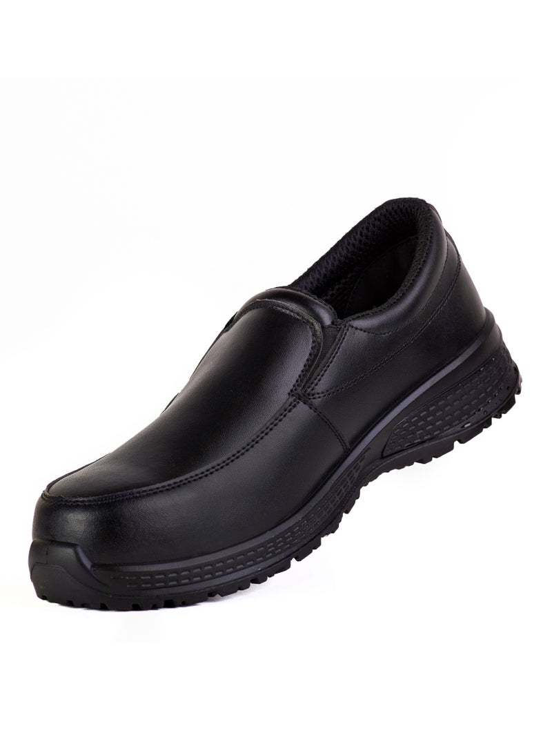 FIT 008 Safety Shoes for Men Lightweight Comfortable Office & Work Shoes with Microfiber Upper, Breathable Mesh Lining & Slip Resistant Sole - Black - Image 3