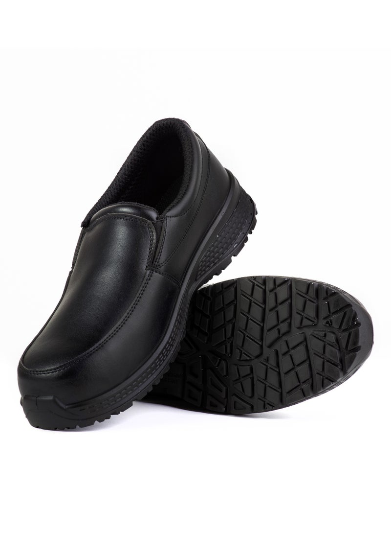 FIT 008 Safety Shoes for Men Lightweight Comfortable Office & Work Shoes with Microfiber Upper, Breathable Mesh Lining & Slip Resistant Sole - Black - Image 4