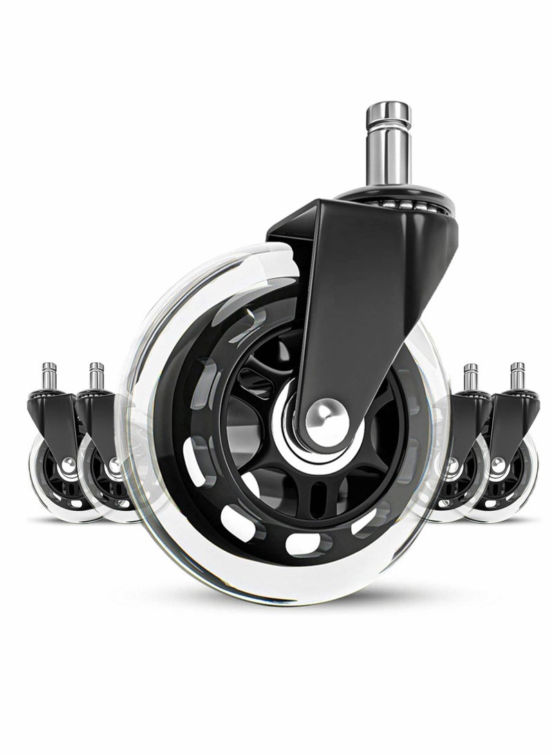 Y&D Office Chair Wheels Replacement, 5 Pcs Caster with Soft Rubber Rollers (3 Inch)  - Image 1