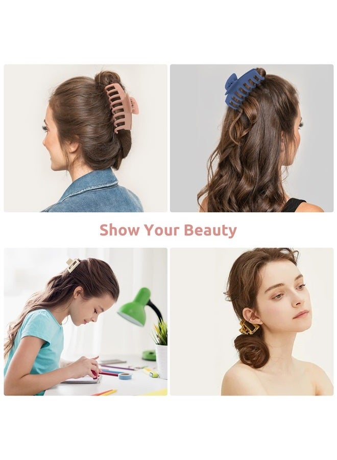 Lolalet Large Hair Clips Hair Claw for Thick Hair, Lolalet 4.3 Inch Big Nonslip Banana Jaw Clip with 4 Pack 2” Small Square Hair Clamp for Women Girls Thin Fine Long Curly Hair -Style A  - Image 2