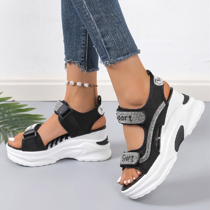 Wedge Sandals Women'S Fish Mouth Cyber Celebrous Sporty Sandals Small Man Thick Bottom 8Cm Women'S Shoes Plus Size - Image 5