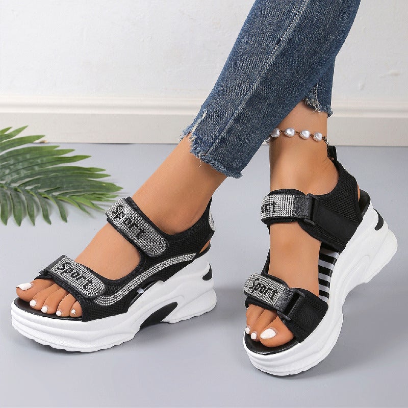 Wedge Sandals Women'S Fish Mouth Cyber Celebrous Sporty Sandals Small Man Thick Bottom 8Cm Women'S Shoes Plus Size - Image 3