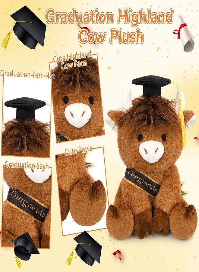 JIZWPOOM Class of 2026 Graduation Highland Cow Plush Toy-8inch Highland Cow Stuffed Animal with Graduation Cap and Sash, Cute Stuffy Plushies Graduation Gift for Her Him Kids Kindergarten College - Image 2
