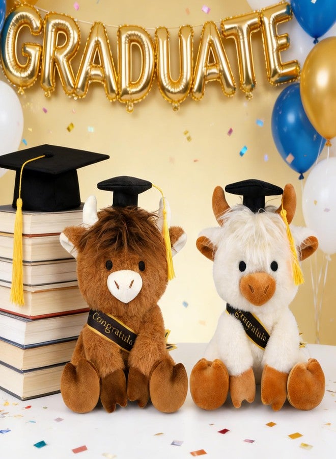 JIZWPOOM Class of 2026 Graduation Highland Cow Plush Toy-8inch Highland Cow Stuffed Animal with Graduation Cap and Sash, Cute Stuffy Plushies Graduation Gift for Her Him Kids Kindergarten College - Image 4
