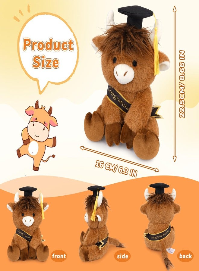 JIZWPOOM Class of 2026 Graduation Highland Cow Plush Toy-8inch Highland Cow Stuffed Animal with Graduation Cap and Sash, Cute Stuffy Plushies Graduation Gift for Her Him Kids Kindergarten College - Image 3