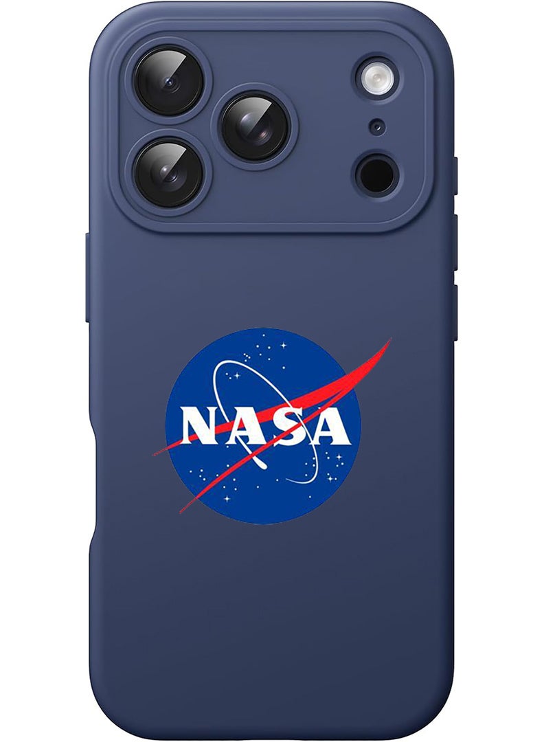 Theodor Protective Slim Fit Case Liquid Silicone Cover with Full Body Protection Anti-Scratch Shockproof Case For Apple iPhone 17 Pro Max (Blue) Nasa CLassic - Image 1