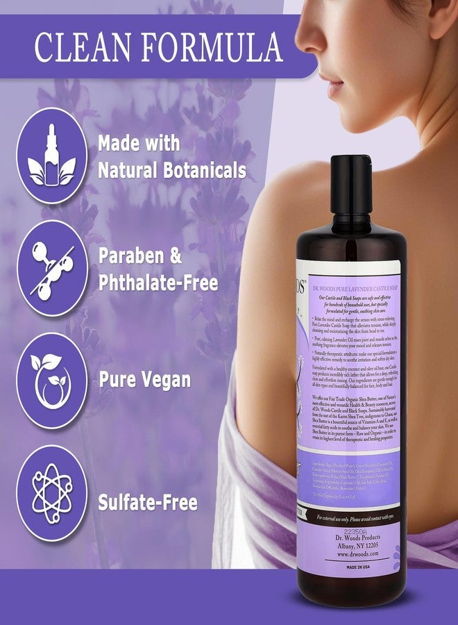 Dr. Woods Lavender Liquid Castile Soap - Castile Soap with Pure Lavender Oil, Body Wash for Men and Women, Organic Shea Butter, Natural Cleaner for Face, Hands, and Body - 32 Fl Oz, Pack of 2 - Image 5