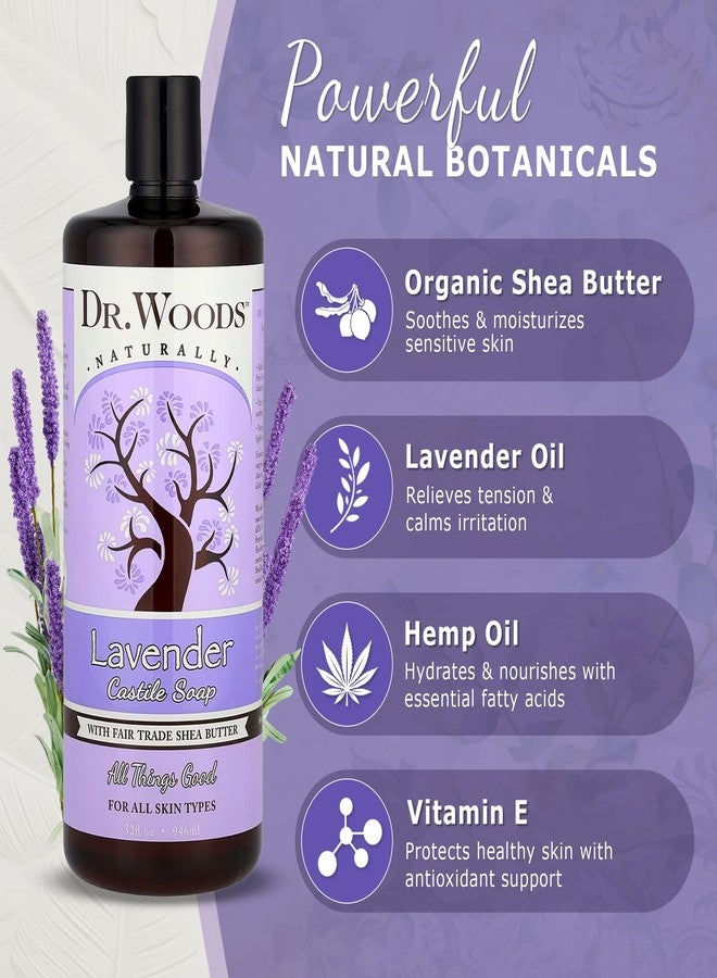 Dr. Woods Lavender Liquid Castile Soap - Castile Soap with Pure Lavender Oil, Body Wash for Men and Women, Organic Shea Butter, Natural Cleaner for Face, Hands, and Body - 32 Fl Oz, Pack of 2 - Image 3