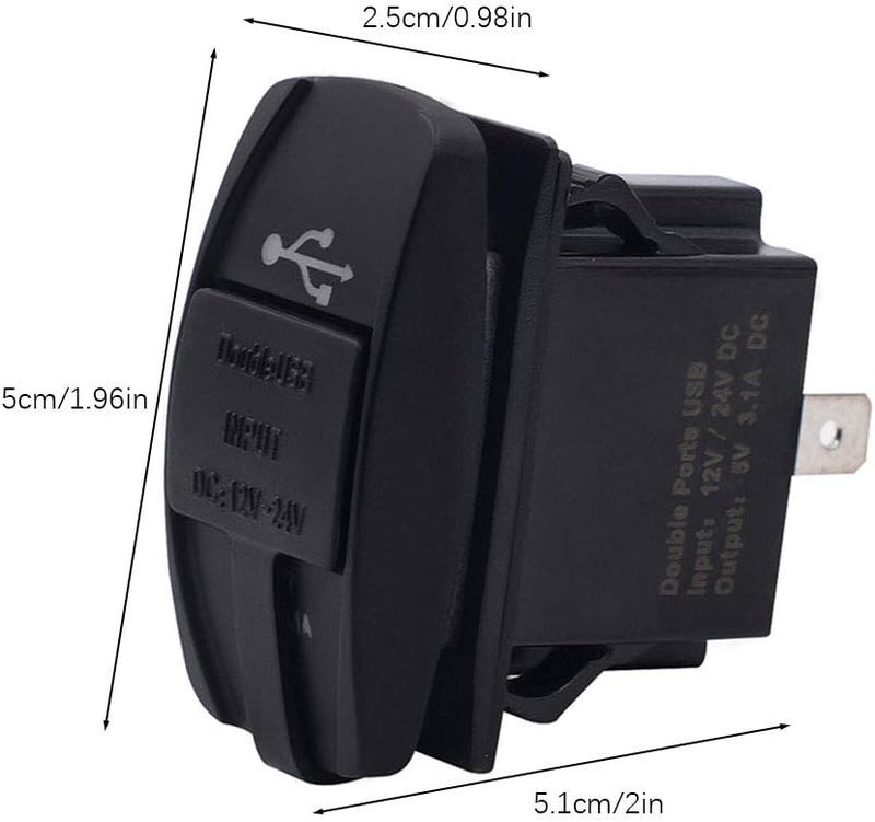 woobles 5V 3.1A Dual USB Charger Socket, Car Motorcycle Power Outlet Adapter Cigarette Lighter Socket Phone Charger Power Adapter (Black) - Image 3
