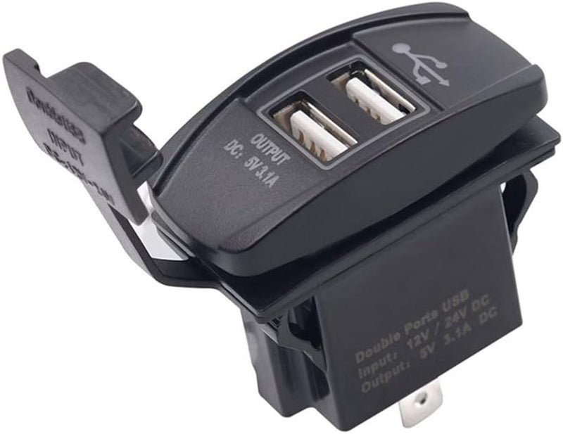 woobles 5V 3.1A Dual USB Charger Socket, Car Motorcycle Power Outlet Adapter Cigarette Lighter Socket Phone Charger Power Adapter (Black) - Image 4