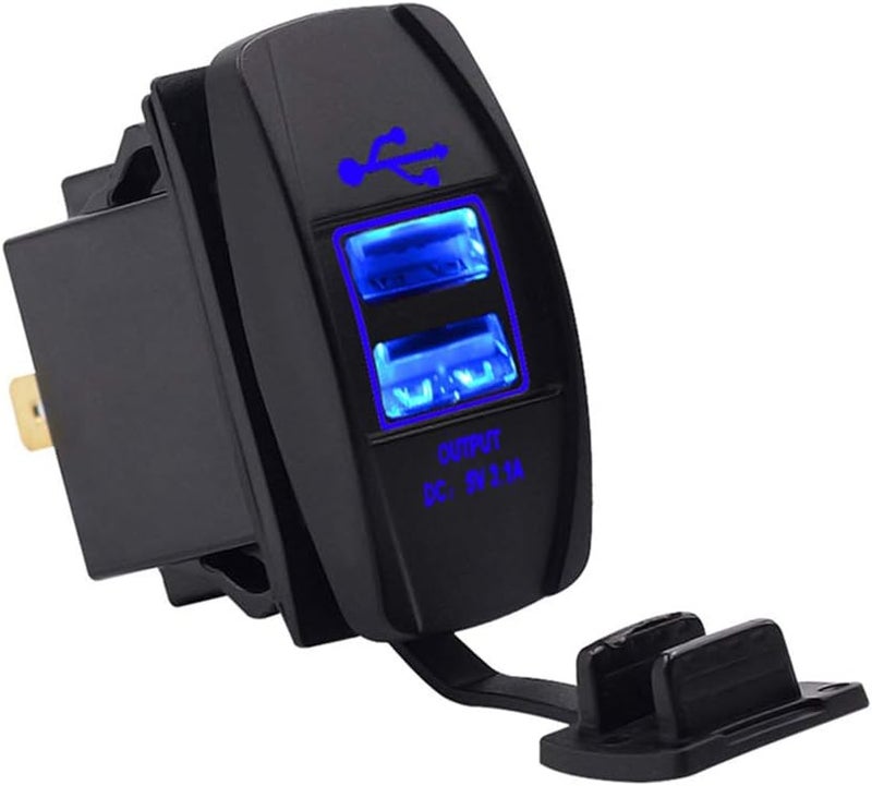 woobles 5V 3.1A Dual USB Charger Socket, Car Motorcycle Power Outlet Adapter Cigarette Lighter Socket Phone Charger Power Adapter (Black) - Image 1