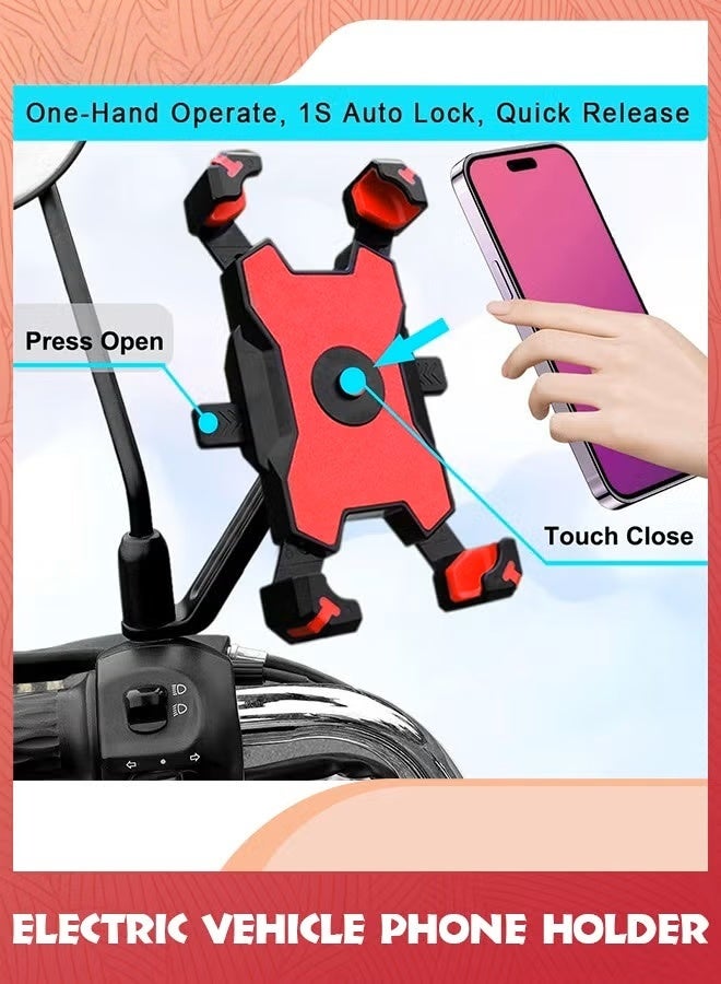 EETU Motorcycle Phone Holder,Motorbike Rear View Mirror Phone Mount,Adjustable Bike Phone Mount Holder For 4.5-6.8 inch Cell Phone,Quick Install,Universal Moped Scooter E-Bike Bicycle Phone Stand - Image 4