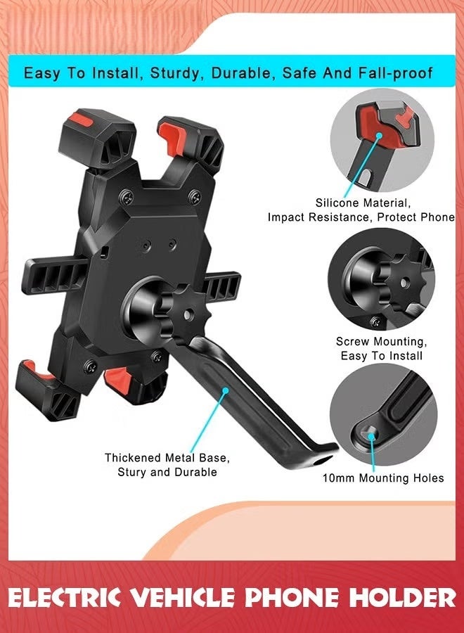 EETU Motorcycle Phone Holder,Motorbike Rear View Mirror Phone Mount,Adjustable Bike Phone Mount Holder For 4.5-6.8 inch Cell Phone,Quick Install,Universal Moped Scooter E-Bike Bicycle Phone Stand - Image 3