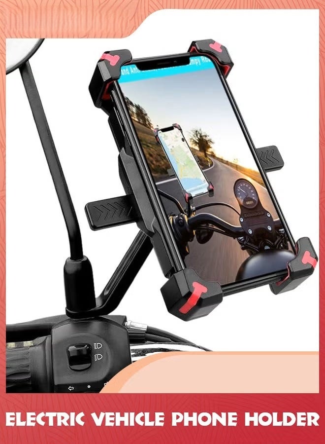 EETU Motorcycle Phone Holder,Motorbike Rear View Mirror Phone Mount,Adjustable Bike Phone Mount Holder For 4.5-6.8 inch Cell Phone,Quick Install,Universal Moped Scooter E-Bike Bicycle Phone Stand - Image 1