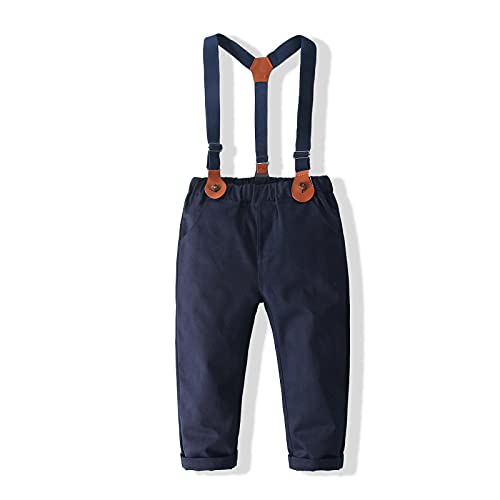 Kimocat Baby Boy Clothes Gentleman Clothing Suit for Newborn Baby Bow Tie Shirt + Suspender Trousers - Image 4