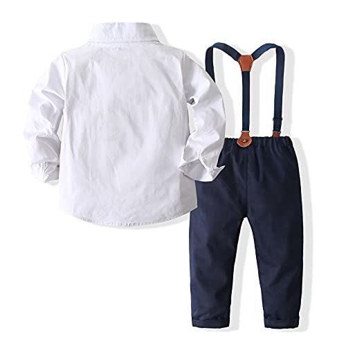 Kimocat Baby Boy Clothes Gentleman Clothing Suit for Newborn Baby Bow Tie Shirt + Suspender Trousers - Image 2