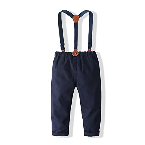 Kimocat Baby Boy Clothes Gentleman Clothing Suit for Newborn Baby Bow Tie Shirt + Suspender Trousers - Image 3