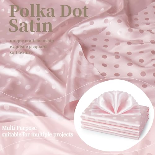 MaiMaiSuan 60’’ Wide Blush Pink Polka Dot Satin Jacquard Fabric by The Yard Soft Shiny Silky Satin Fabric for Sewing, DIY Crafts, Costumes,Decoration,Bridal Dress,1 Yard - Image 4