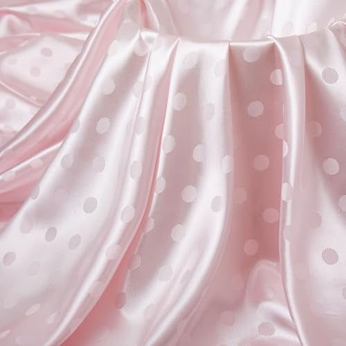MaiMaiSuan 60’’ Wide Blush Pink Polka Dot Satin Jacquard Fabric by The Yard Soft Shiny Silky Satin Fabric for Sewing, DIY Crafts, Costumes,Decoration,Bridal Dress,1 Yard - Image 5
