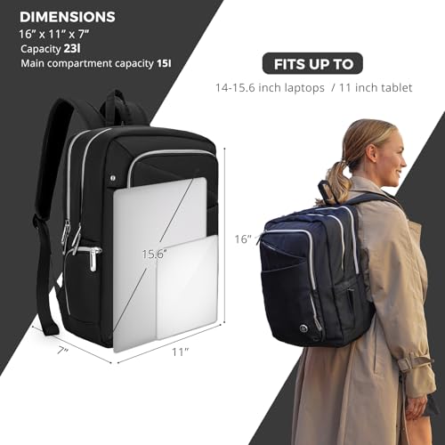 Swissdigital Design Laptop Backpack for Women，Travel Backpack with USB Charging Port，Fits 15.6 Inch School Computer Backpacks for Work Business,Platinum | KATY ROSE - Image 3
