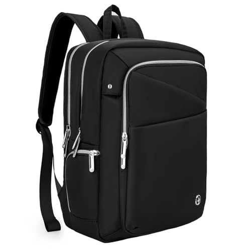 Swissdigital Design Laptop Backpack for Women，Travel Backpack with USB Charging Port，Fits 15.6 Inch School Computer Backpacks for Work Business,Platinum | KATY ROSE - Image 1