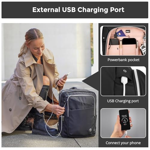 Swissdigital Design Laptop Backpack for Women，Travel Backpack with USB Charging Port，Fits 15.6 Inch School Computer Backpacks for Work Business,Platinum | KATY ROSE - Image 2