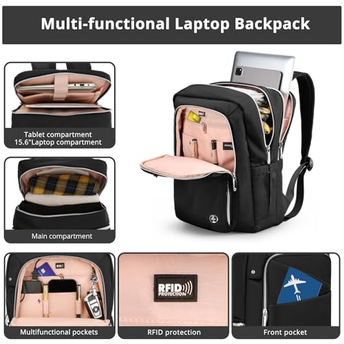 Swissdigital Design Laptop Backpack for Women，Travel Backpack with USB Charging Port，Fits 15.6 Inch School Computer Backpacks for Work Business,Platinum | KATY ROSE - Image 5