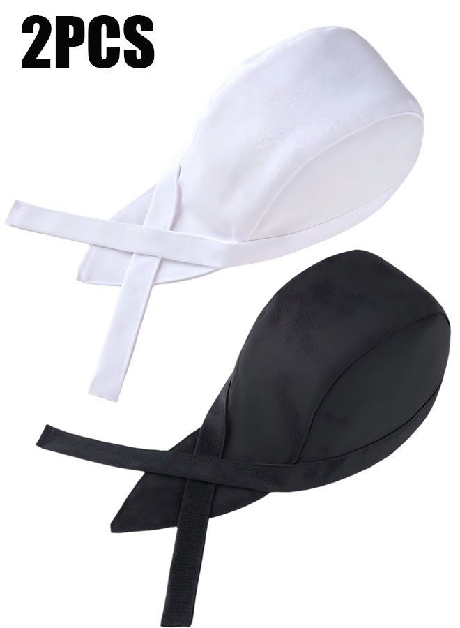 Happy D 2PCS Chefs Hat Adjustable Tie Chef Cap Breathable Cooking Kitchen Hat for Women Men - Image 1