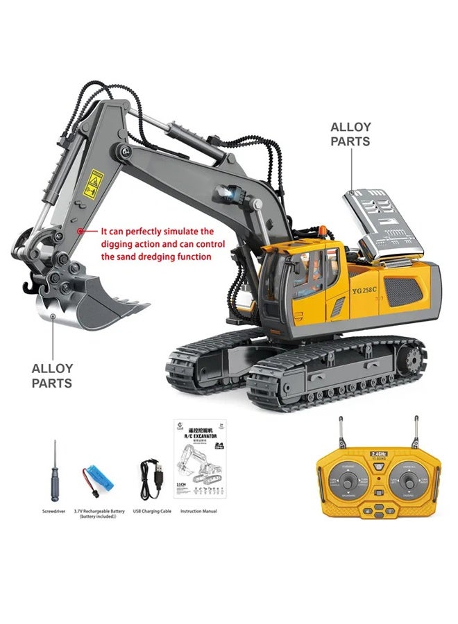 1: 16 لعبة شاحنة بتحكم عن بعد، مركبات لعبة بناء بتحكم عن بعد مع أضواء وأصوات معدنية، لعبة حفارة 11 قناة، لعبة شاحنة من السبائك المعدنية بتحكم عن بعد، شاحنة هندسية جرافة، هدايا عيد ميلاد للأولاد من عمر 3 سنوات فما فوق - Image 3