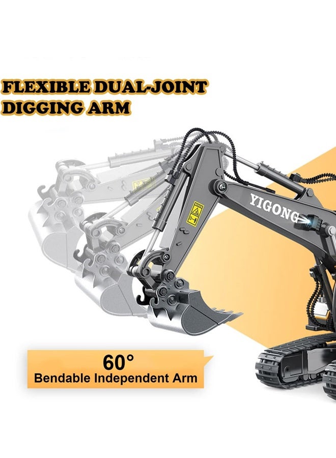1: 16 لعبة شاحنة بتحكم عن بعد، مركبات لعبة بناء بتحكم عن بعد مع أضواء وأصوات معدنية، لعبة حفارة 11 قناة، لعبة شاحنة من السبائك المعدنية بتحكم عن بعد، شاحنة هندسية جرافة، هدايا عيد ميلاد للأولاد من عمر 3 سنوات فما فوق - Image 5