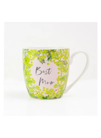 Belly Button Best Mum Mug – Tulip Design Ceramic Coffee Cup with Heartfelt Message, 12oz Floral Gift for Birthdays & More