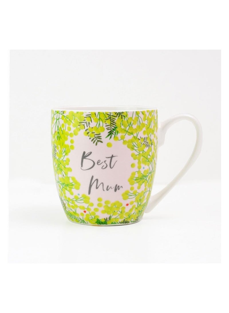 Belly Button Best Mum Mug – Tulip Design Ceramic Coffee Cup with Heartfelt Message, 12oz Floral Gift for Birthdays & More - Image 1