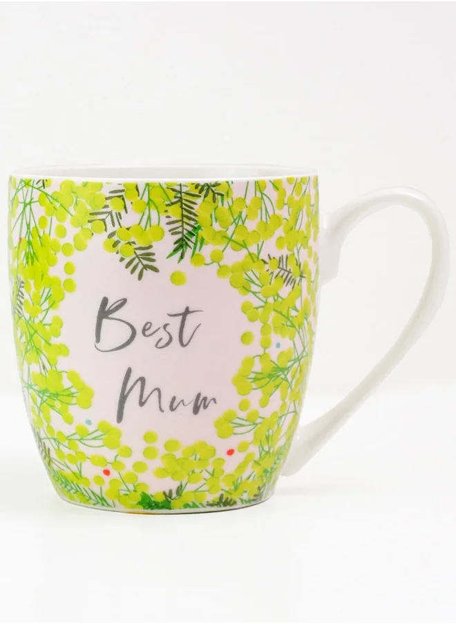 Belly Button Best Mum Mug – Tulip Design Ceramic Coffee Cup with Heartfelt Message, 12oz Floral Gift for Birthdays & More
