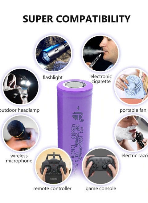 ⭐ بطارية قابلة لاعادة الشحن قياس 18650 3.7 فولت بسعة 2500Mah 1pc  Rechargeable FST 18650 2500mAh 3.6V Lithium-ion Reliable Long Lasting Battery,