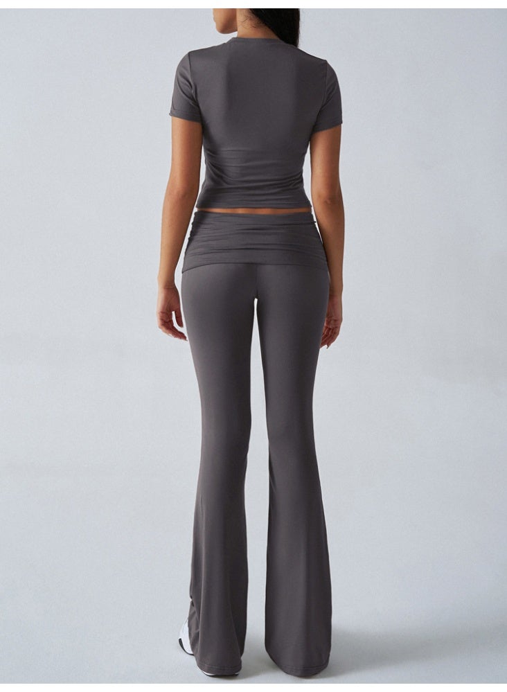 general 2025 - 2026 Leisure Solid Color Slim-Fitting Short-Sleeved Pants Set - Image 2