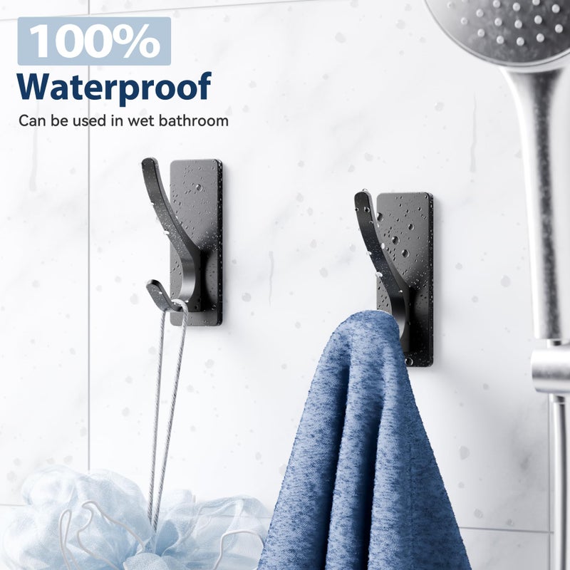Josmimic Self Adhesive Towel Hooks: Extra Strong 13LB, Stainless Hook for Hanging Loofah, Towels, Coat, Bath Robe Bathroom Shower, Black, 4 Pack - Image 5