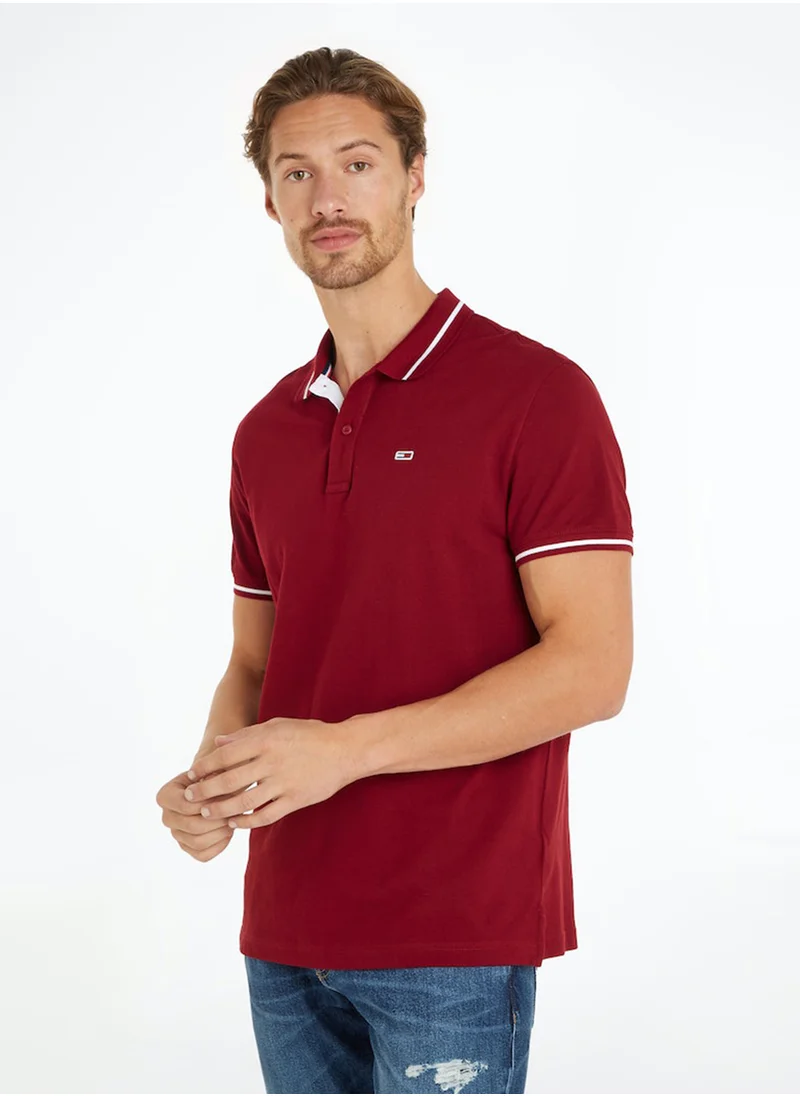 تومي جينز Logo Regular Fit Tipped Polo