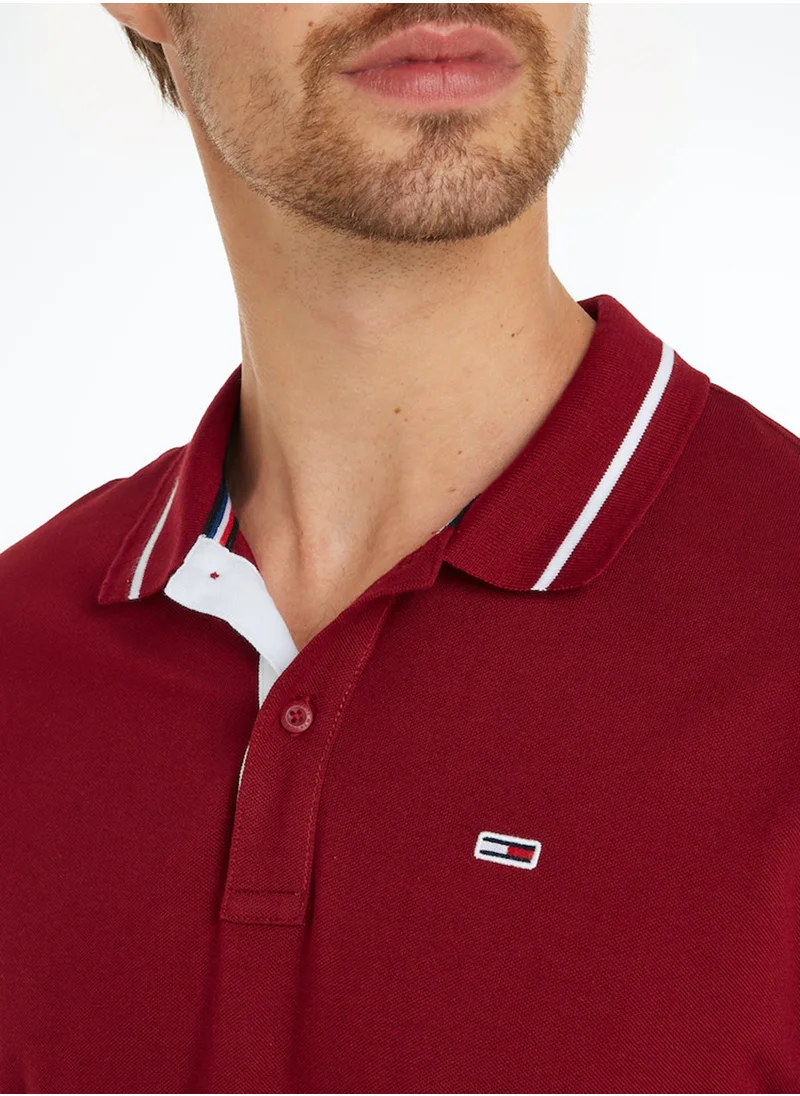 تومي جينز Logo Regular Fit Tipped Polo